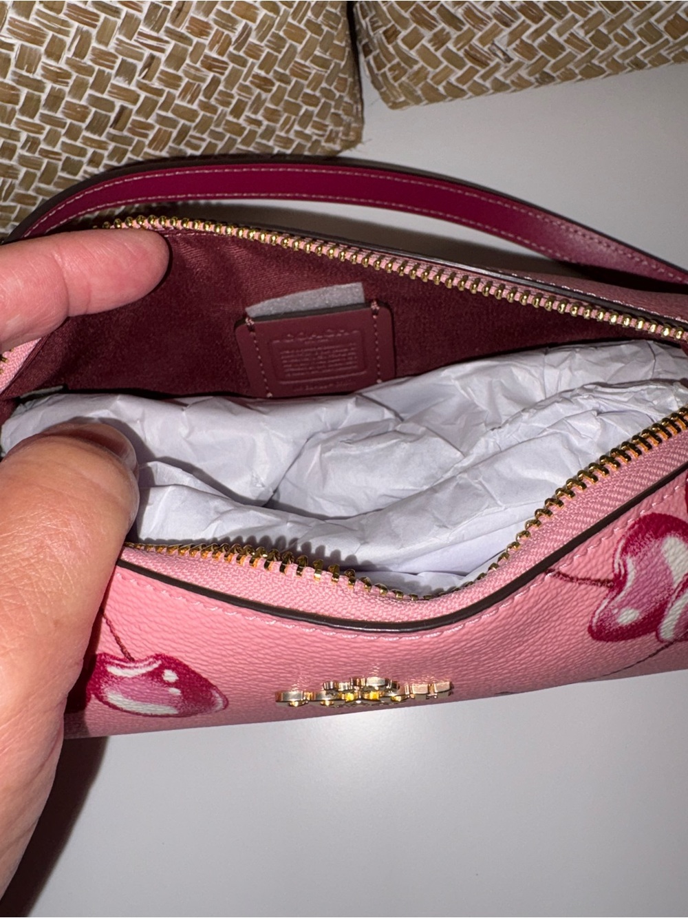 Coach Pink Cherry Barrel Wristlet with Magenta Strap - Picture 5 of 5